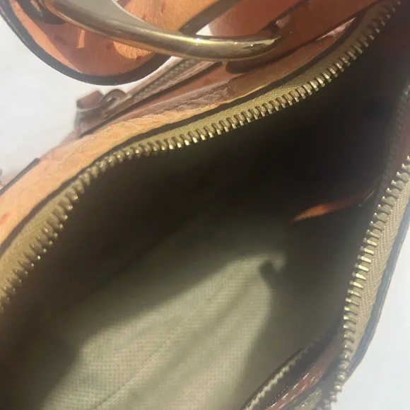Dooney & Bourke Tan Ostrich-Embossed Shoulder Bag - Picture 10 of 15